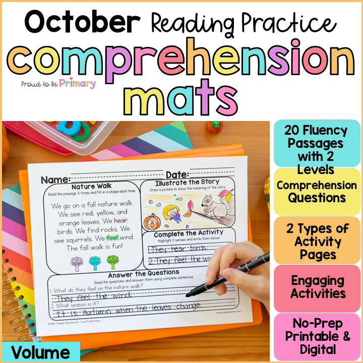 October Fall Morning Work Reading Comprehension Passages Questions Worksheets