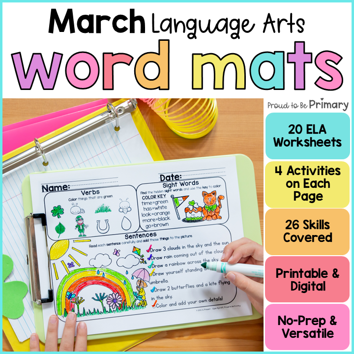 March St. Patty's Day Morning Word Work Worksheets & Literacy Center Activities