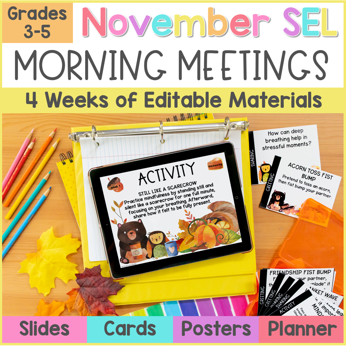 November Thanksgiving Fall Good Morning Meeting Slides Activities Greeting 3-5