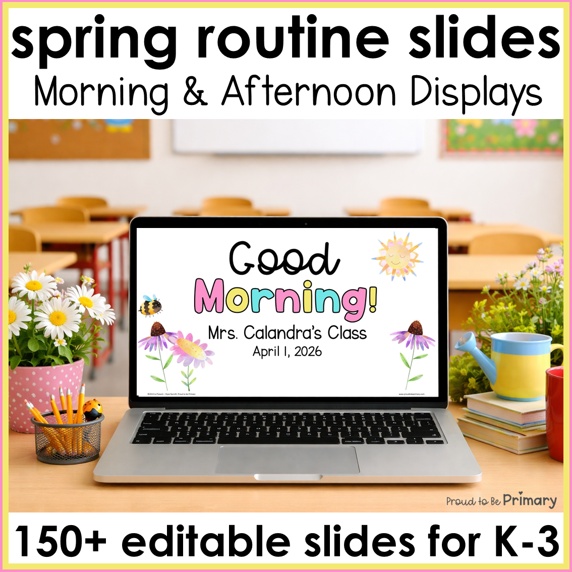 Daily Schedule Template Editable March April May Visual Morning Google Slides