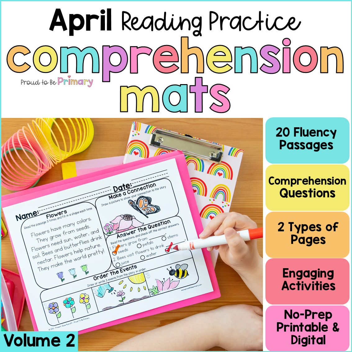 April Spring Morning Work Reading Comprehension Passages Questions Worksheets