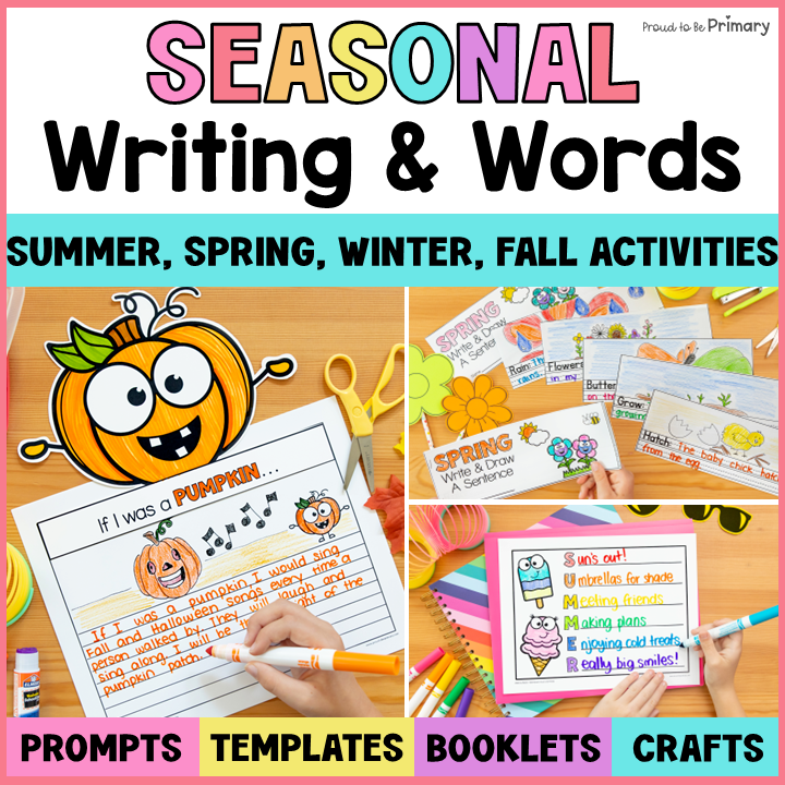 Writing Activities & Word Work Bundle - Spring, Fall, Winter, Summer