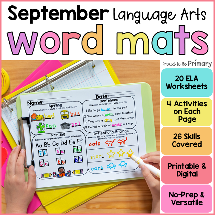 September Back to School Morning Word Work Activities Literacy Center Worksheets