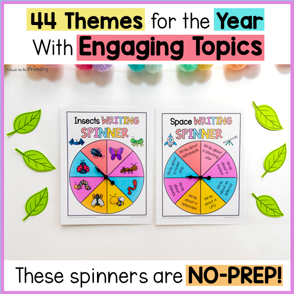 Writing Idea Spinners - Writing Center Activities, Topics & Prompts