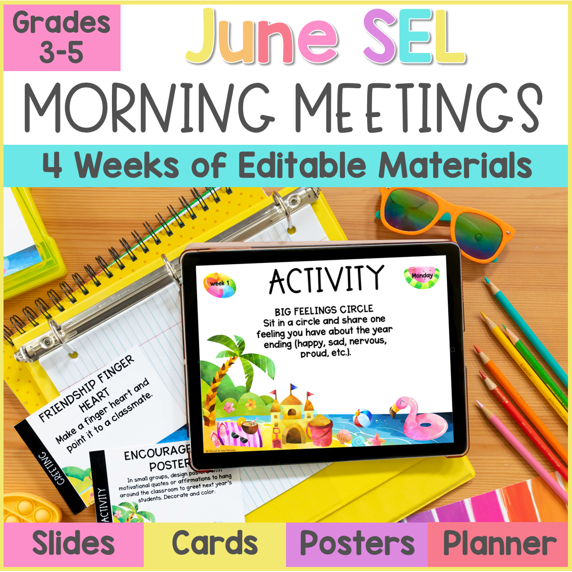 June End of the Year SEL Morning Meeting Google Slides Activities Greetings 3-5