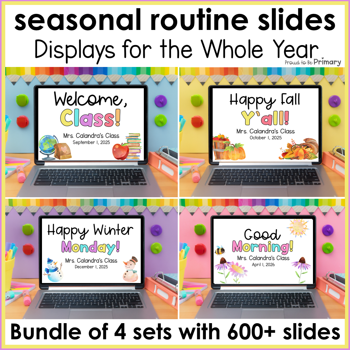 Daily Agenda Morning Slides Center Rotation Seasonal Morning Check In Bundle