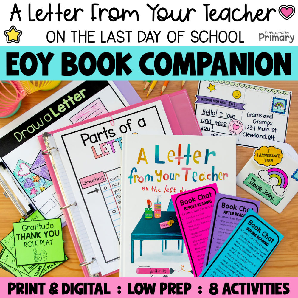 A Letter from Your Teacher on the Last Day of School Book Activity Craft Writing