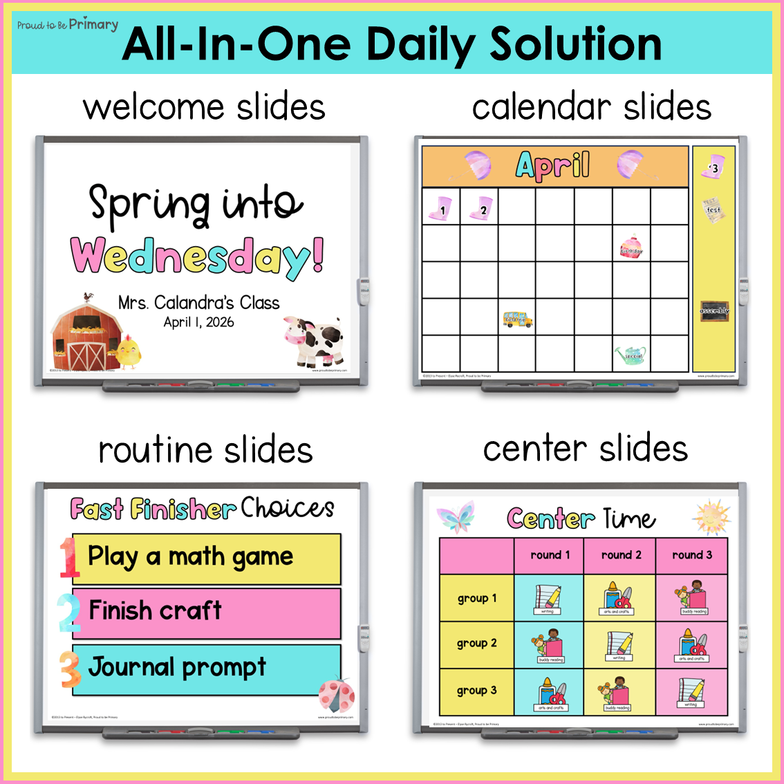 Daily Schedule Template Editable March April May Visual Morning Google Slides