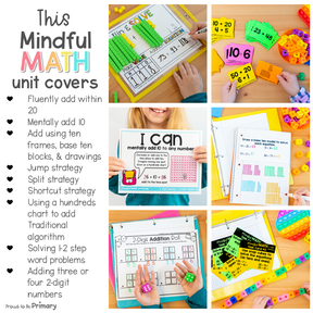 2-Digit Addition Mindful Math teaching unit for Second Grade