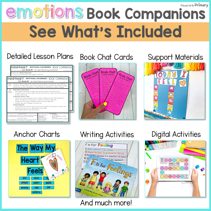 Emotions Picture Book Activities Craft, Book Companion Lesson & SEL Worksheets