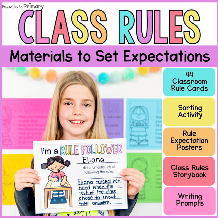 Classroom Rules Posters, Expectations, & Back to School Procedures Review & Sort