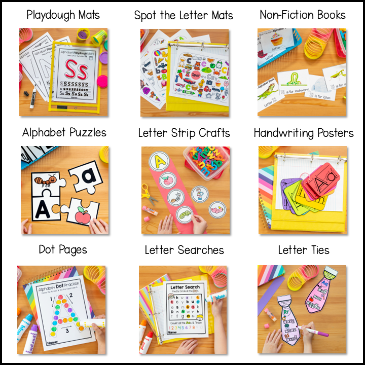 Alphabet Activities - 16 Resource Bundle - Literacy Centers, Posters, Worksheets