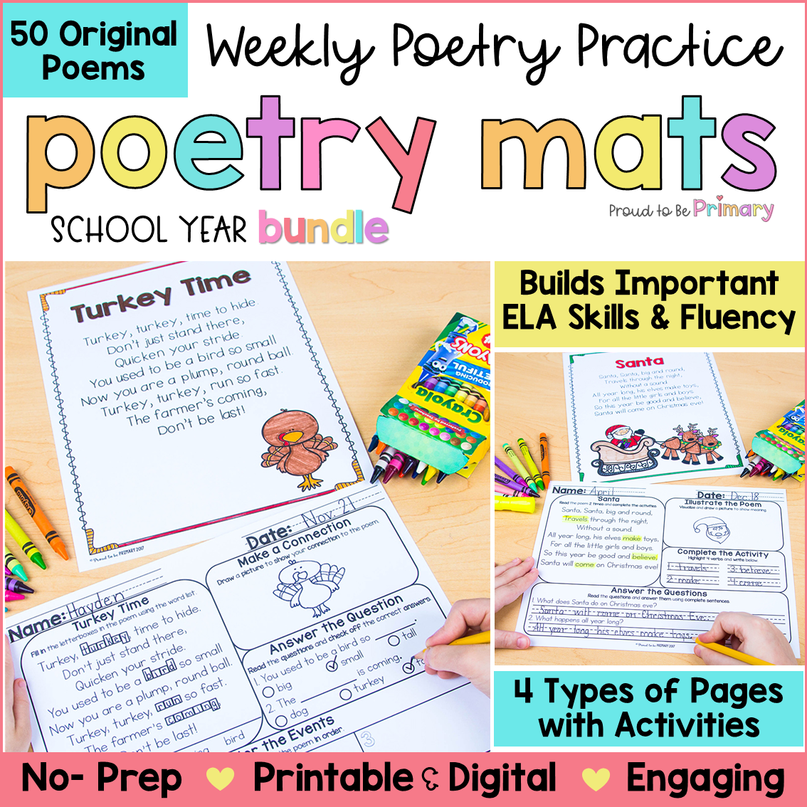 Poetry Reading Comprehension and Questions - Poem Fluency Practice Worksheets