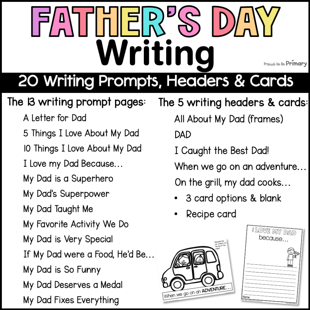 Father's Day Writing Prompts Happy Father's Day Card Template Activity