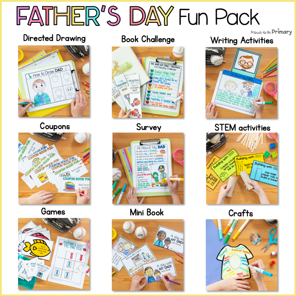Father's Day Questionnaire, Poem & Activities- Father's Day Crafts, Cards, Games