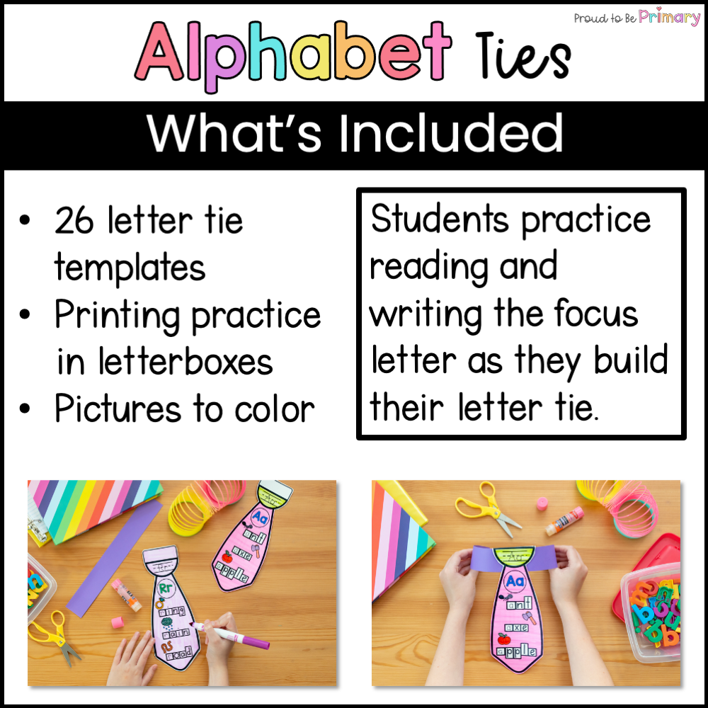 Alphabet Letter Tie Craft - Literacy Center - Small Group Activities