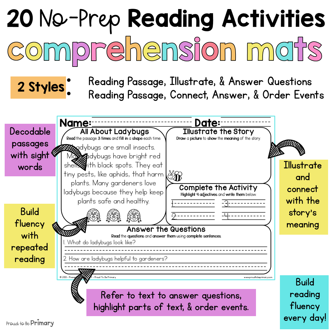 May End of Year Morning Work Reading Comprehension Passages Questions Worksheets