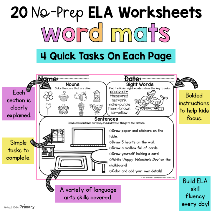 February Worksheets Activity Packet - Early Finisher No-Prep Valentine Word Work