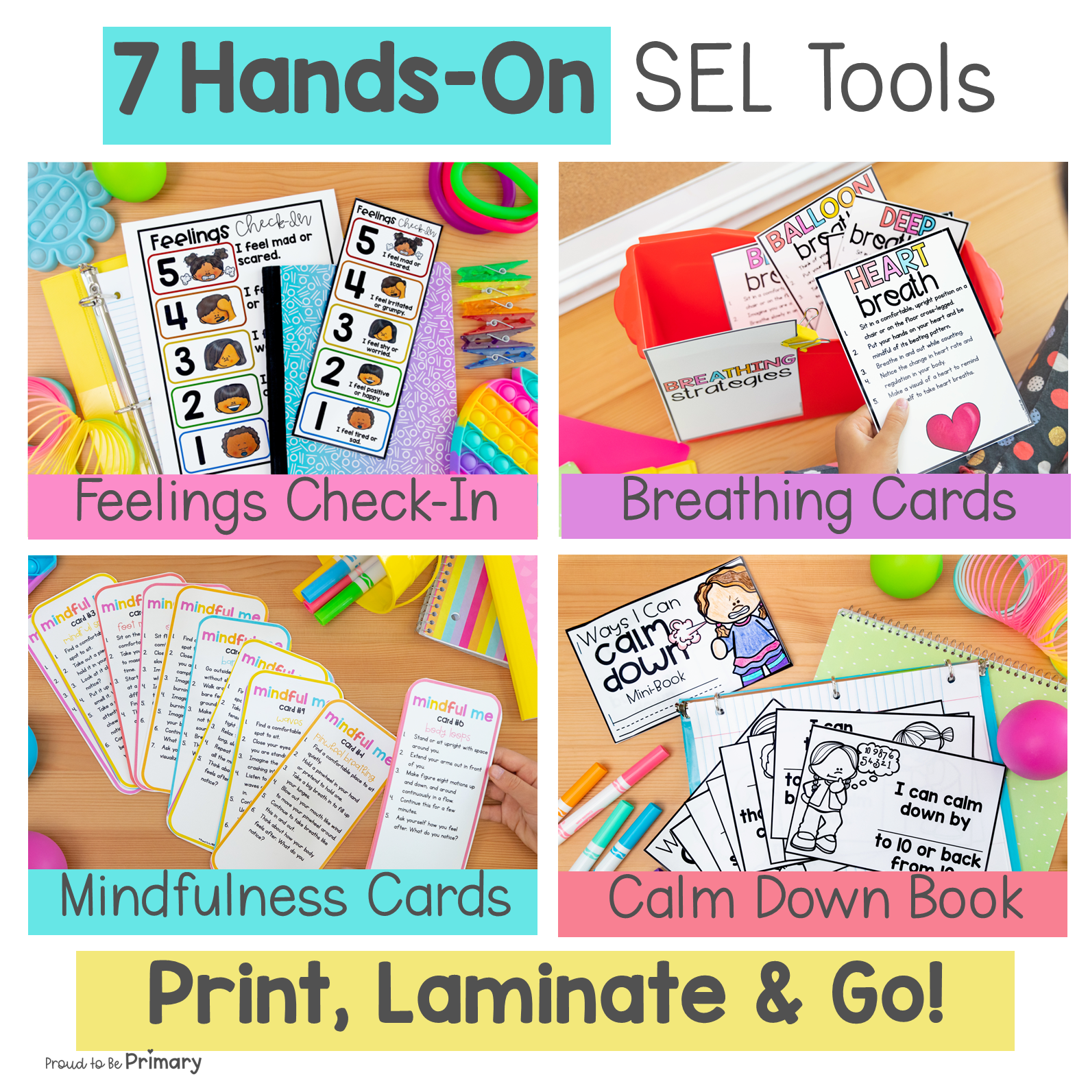 Calm Down Corner Kit - Feelings Chart, Calming Strategies, Breathing Visuals