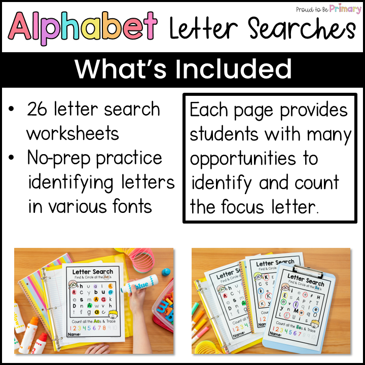 Alphabet Letter Search - Literacy Center - Small Group Activities