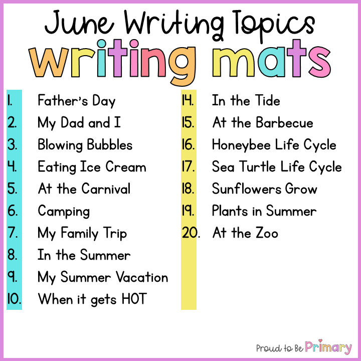 Summer Writing Prompts Practice for June
