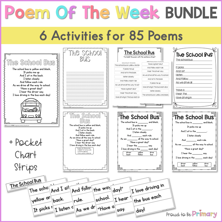 Poetry Writing & Activities Bundle - Shared Reading, Weekly Poems - Poetry Month