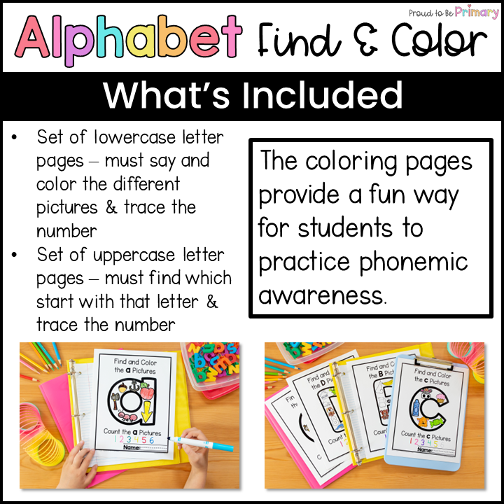 Alphabet Picture Search & Coloring - Literacy Center - Small Group Activies