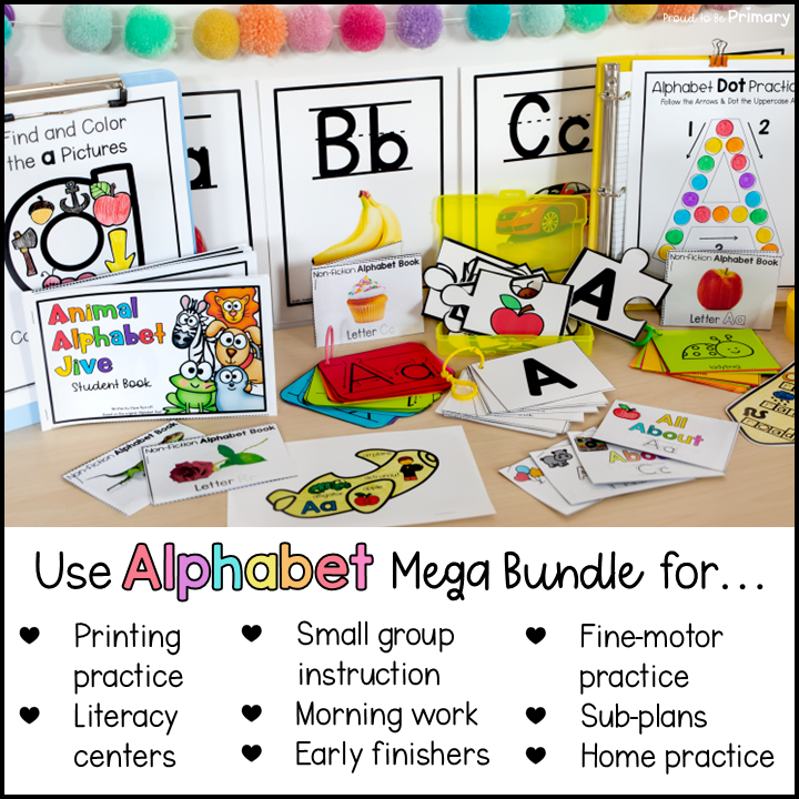 Alphabet Activities - 16 Resource Bundle - Literacy Centers, Posters, Worksheets