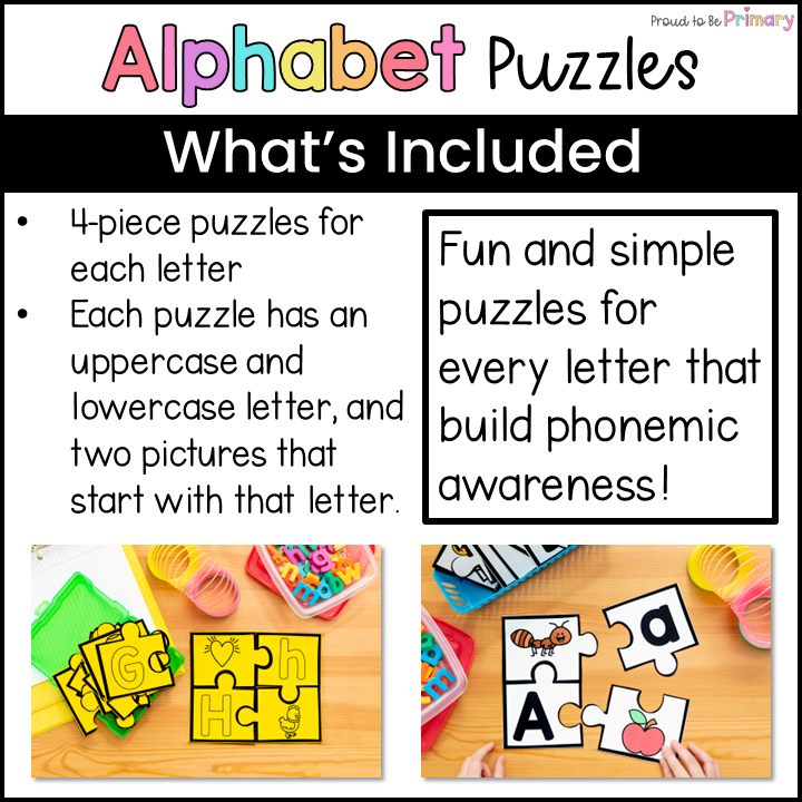 Alphabet Letter Puzzles - Beginning Sounds ABC Center - Small Group Activities