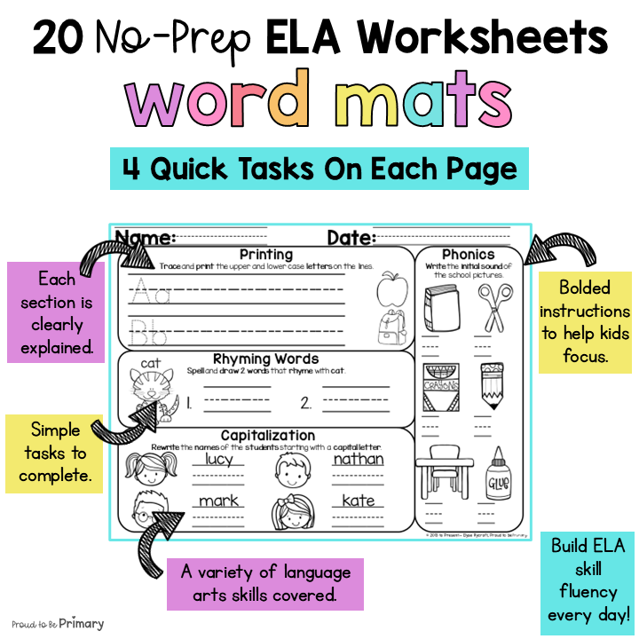 Morning Word Work Activities - No-Prep Spelling & Sight Word Practice Worksheets