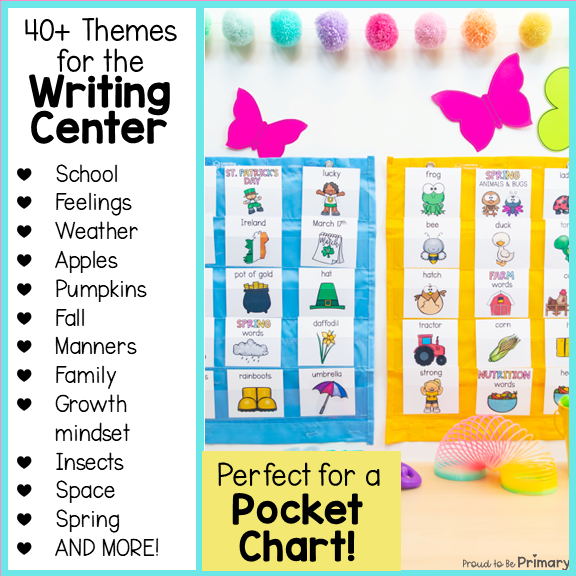 Vocabulary Cards for Kindergarten, 1st, 2nd grade Writing Center & Word Wall