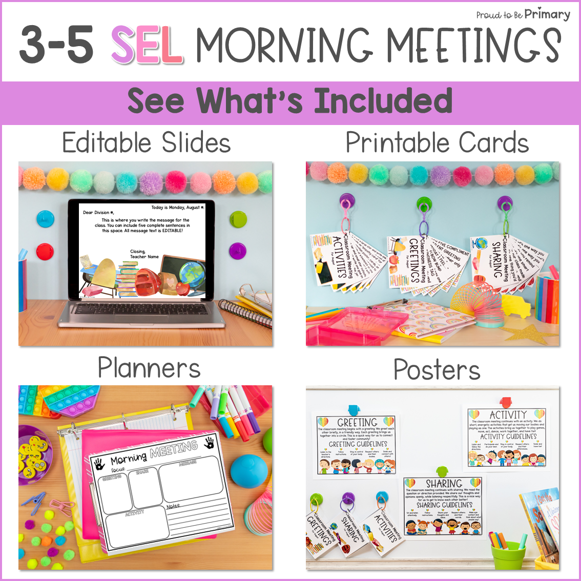 Back to School Good Morning Meeting Slides Greeting SEL Activities Questions 3-5