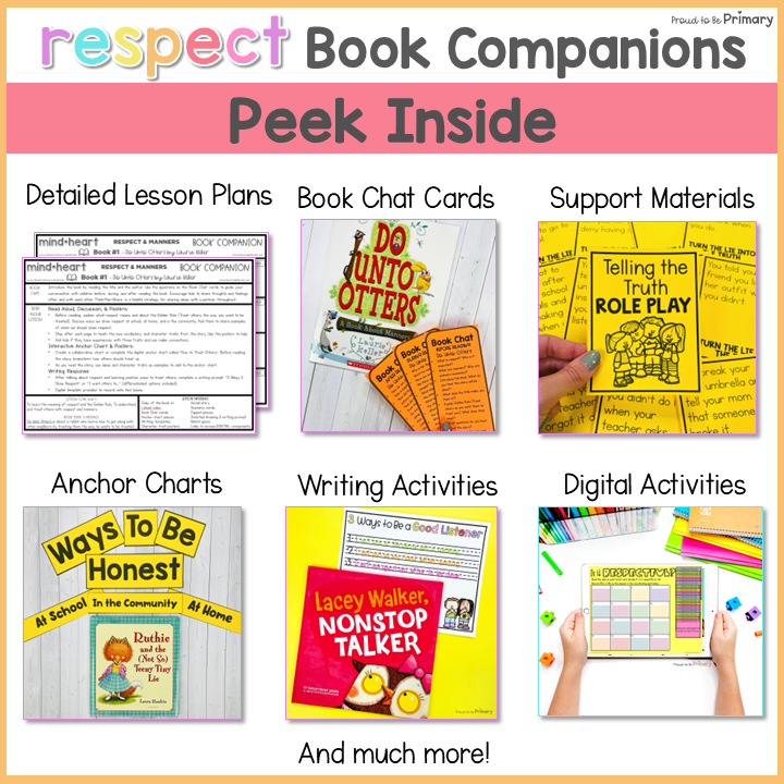 Respect & Manners Book Activities Book Companion Lesson & SEL Worksheets, Crafts