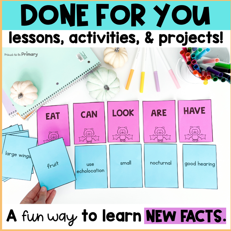 All About Bats Fall Unit - Bat Fact Life Cycle Activities Science Writ
