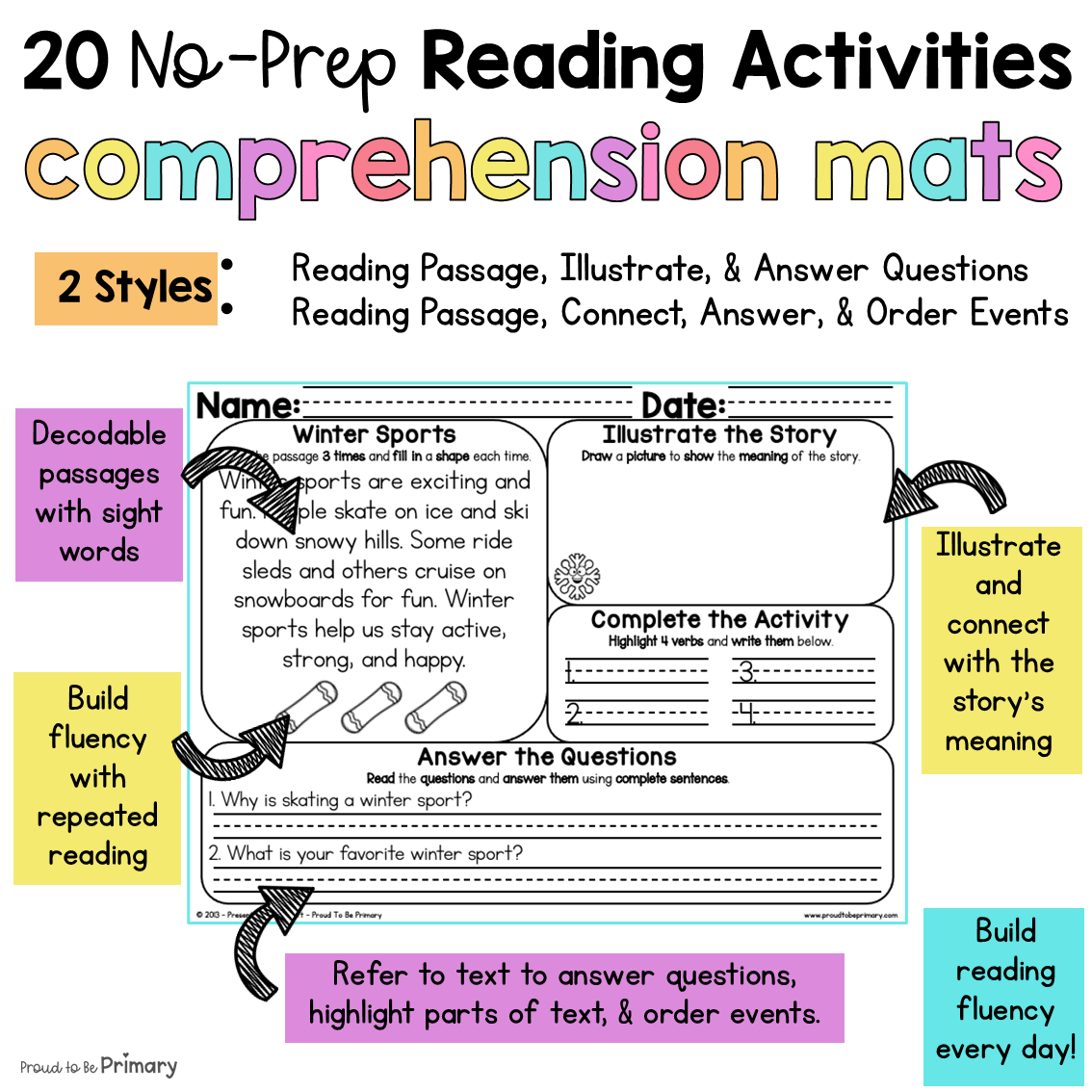 January Winter Morning Work Reading Comprehension Passages Questions Worksheets