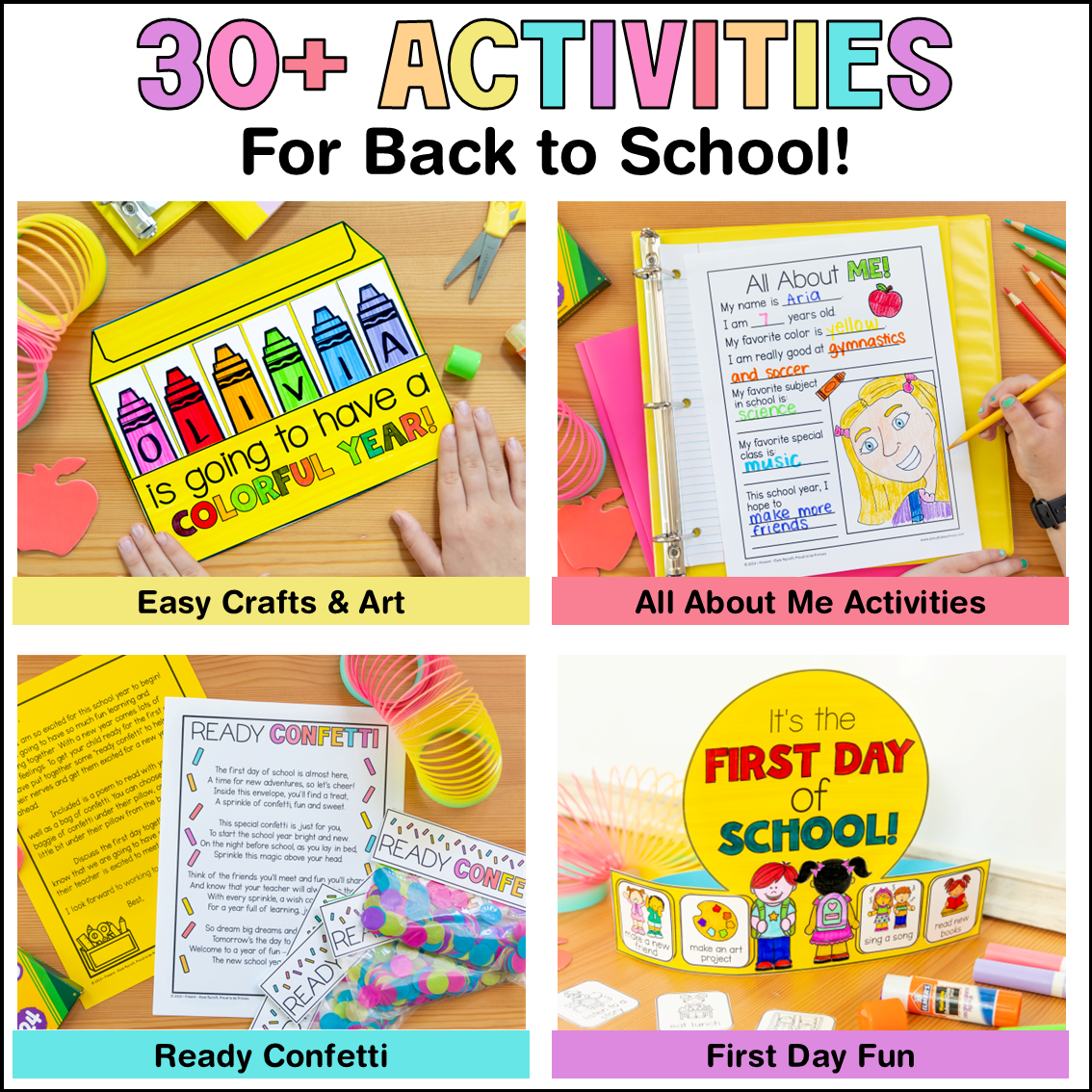 Back to School First Week Day of School Name Craft Crown Math Writing Activities