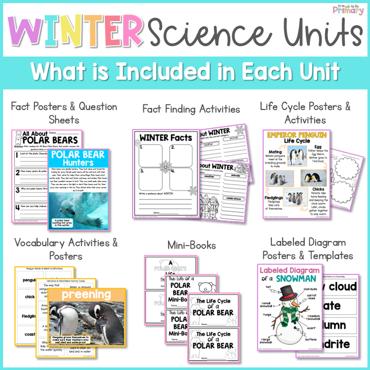 Winter Life Science Units - Polar Bears, Penguins Worksheets Activities & Crafts