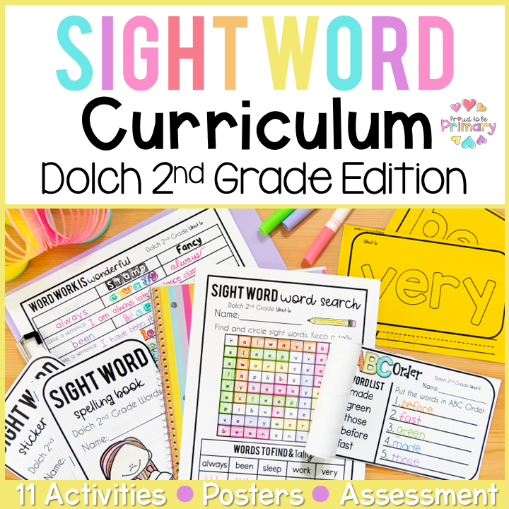 Dolch Sight Words Second Grade Activities & Worksheets