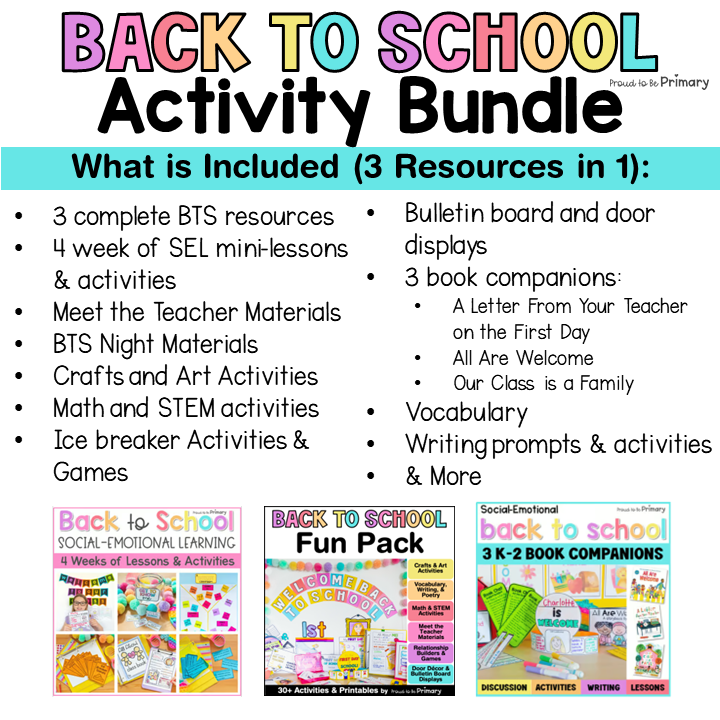 Back to School Activities - Book Companions, Back to School SEL, Crafts, Games