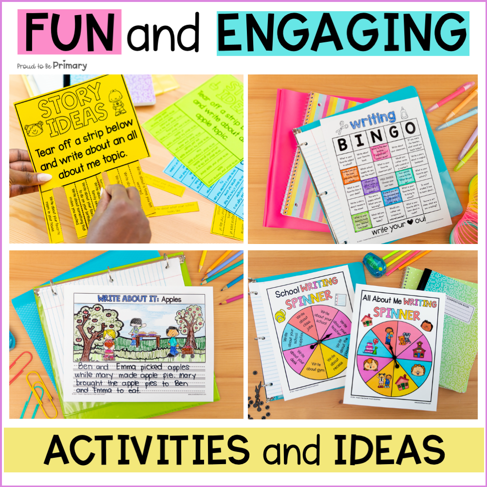 40+ Writing Center Activities - Monthly Creative Writing Prompts Paper Posters Writing Stations Bundle