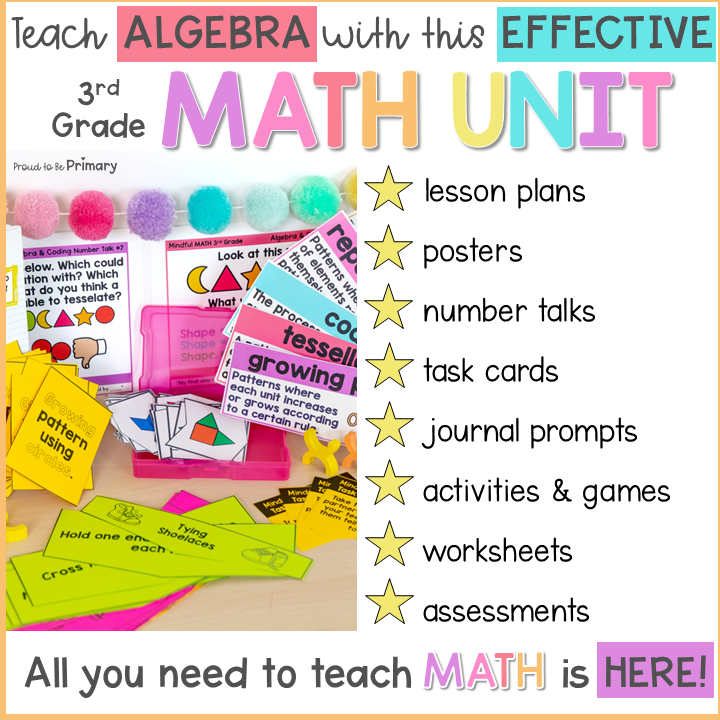 3rd Grade Math - Algebra, Patterns, Coding, Tessellation Activities & Worksheets