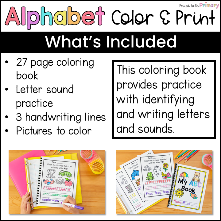 Alphabet Coloring Book - Beginning Sounds ABC Center - Small Group Activities