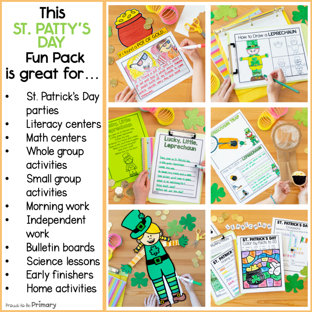 St. Patrick's Day Leprechaun Activities, Crafts, Bulletin Board, Games & Writing