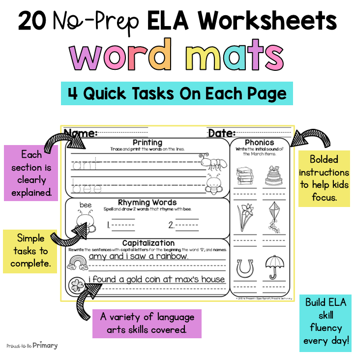 March St. Patty's Day Morning Word Work Worksheets & Literacy Center Activities