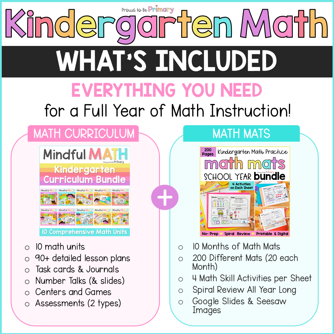 Kindergarten Math Curriculum Intervention Centers Posters Kinder No Prep Mats