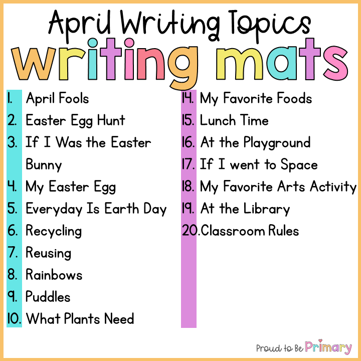 Writing Prompts Practice for April