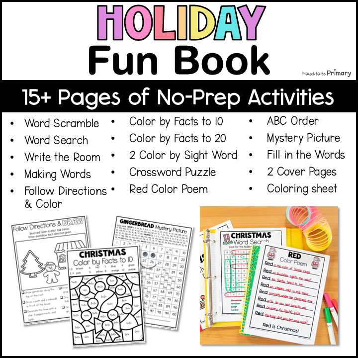 Christmas Coloring Sheets Word Search Morning Work Activity Pages Fun Packet