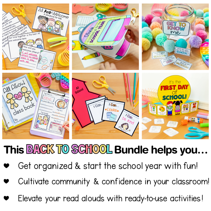 Back to School Activities - Book Companions, Back to School SEL, Crafts, Games