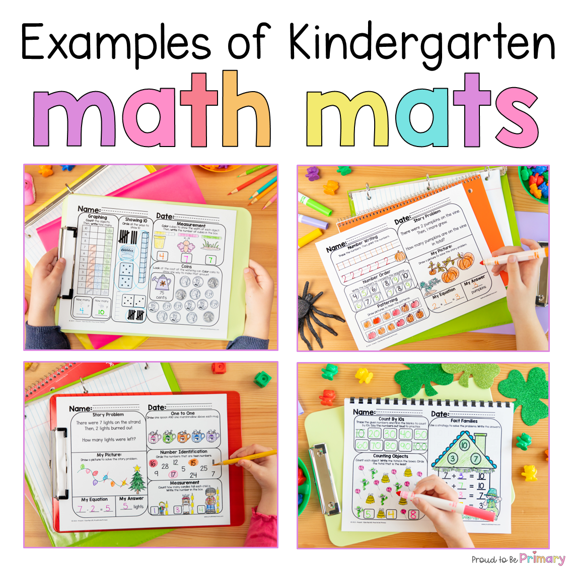 Kindergarten Math Worksheet Spiral Review Packet Activities - Math Word Problems