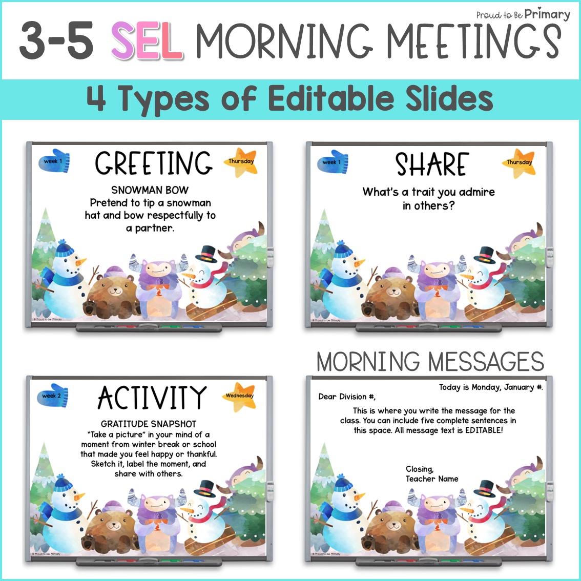 January New Years Winter Morning Meeting Google Slides Activities Greetings 3-5